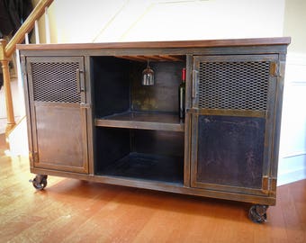 Custom Industrial Bar Cart || Liquor Cabinet || Kitchen Island || Storage Cabinet || Console Table