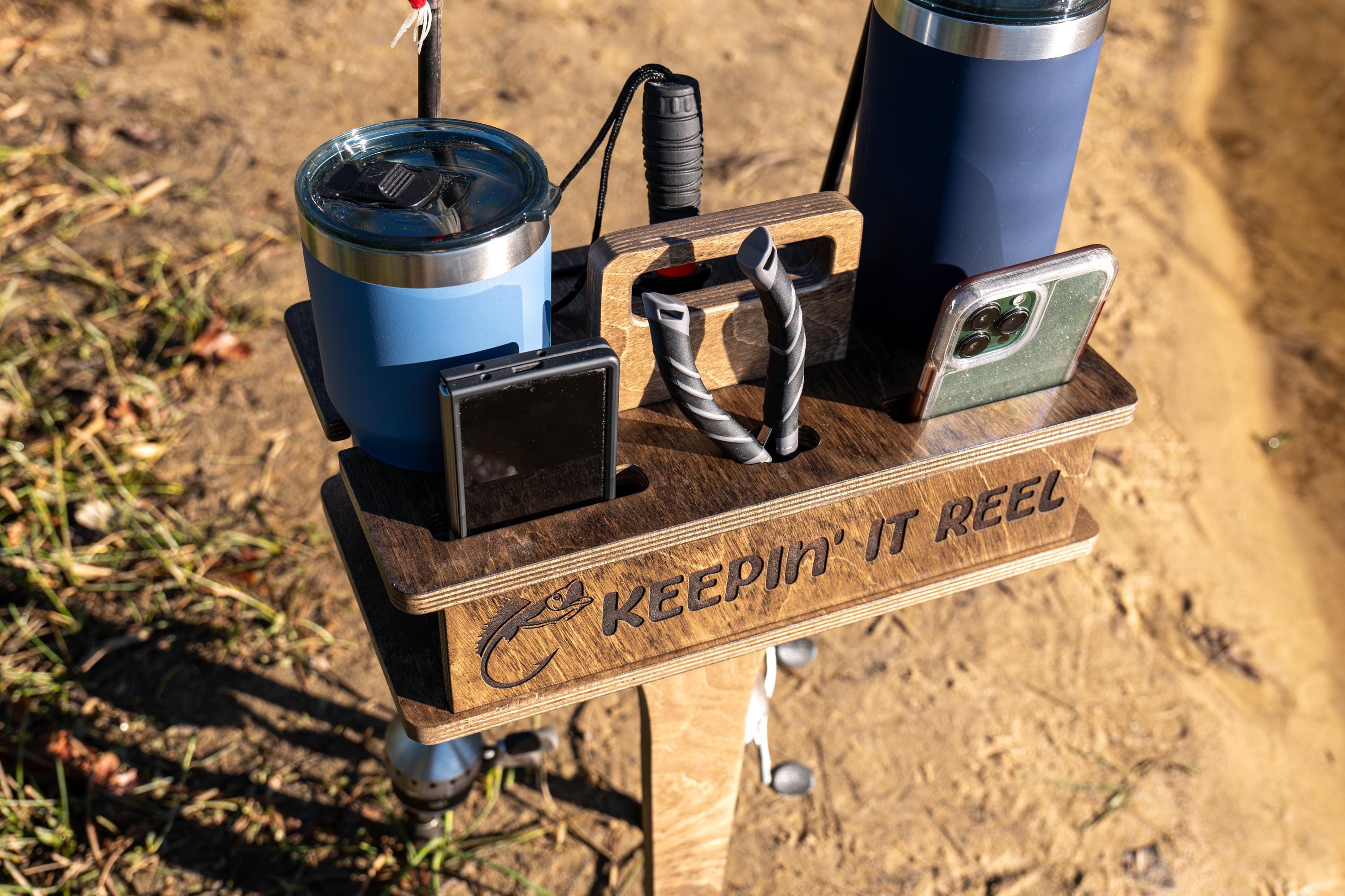 Personalized Portable Fishing Beer Table || Camping Gift || Angler Accessories || Outdoor Gift for Men || Happy Camper Gift || FREE SHIPPING