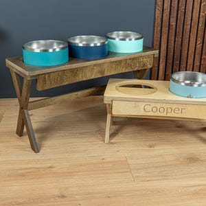 Yeti Modern Farmhouse X Style Raised Dog Bowl Stand || Elevated Pet Bowl Feeder || Engraving Optional - Fits RTIC & Hydrapeak