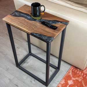 River End Table|| Epoxy Side Table || Laptop Table ||  Sofa Table **Free Shipping**Made to Order*