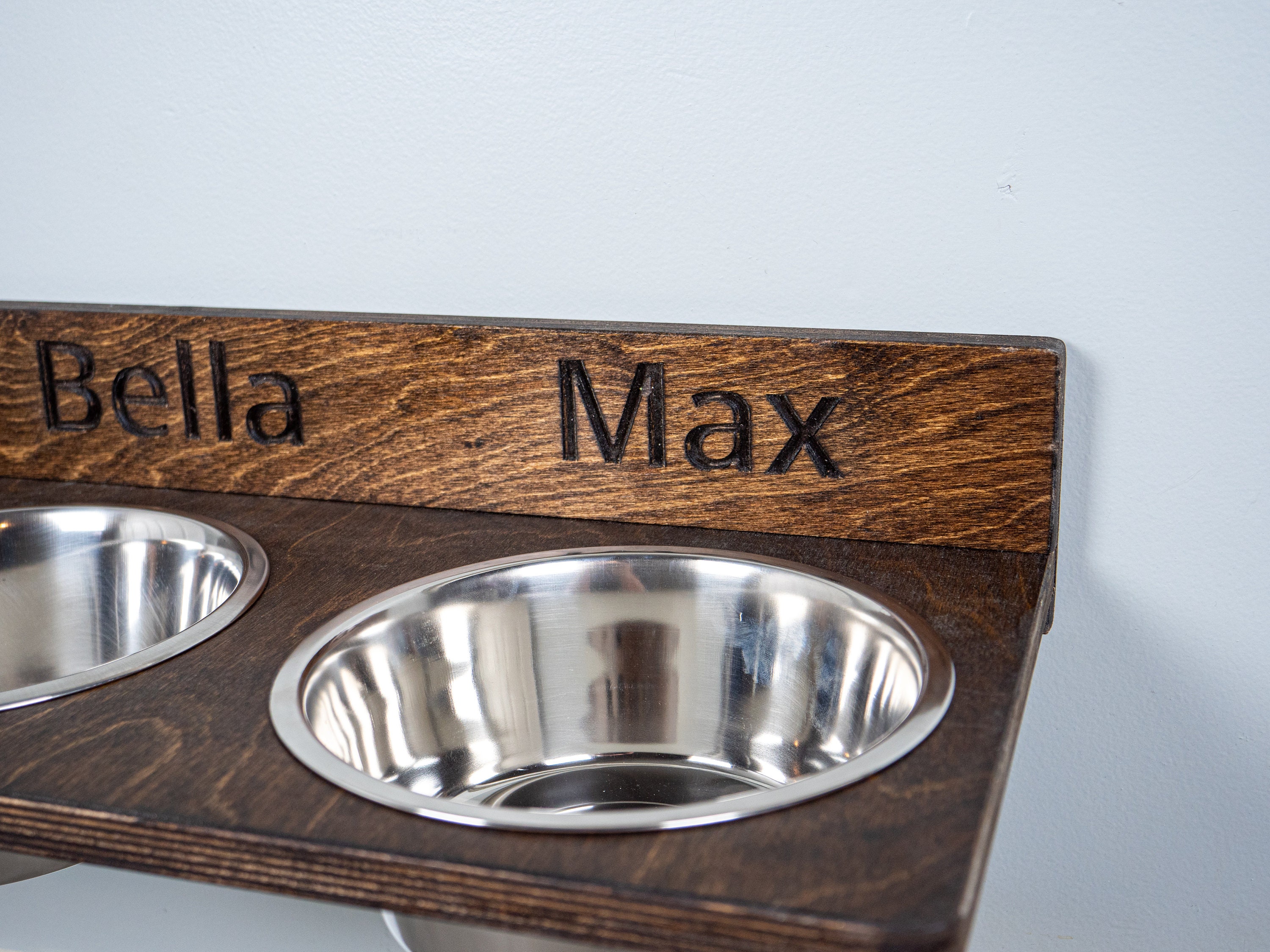 Wall Mounted Dog Bowl Stand - Bowls included