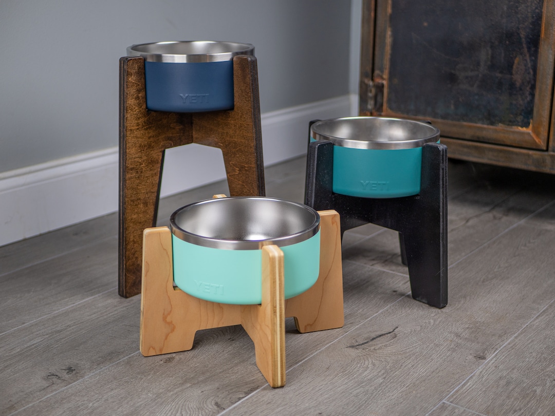 Custom Modern Elevated Dog Bowl Stand Mid-century Feeding Stand