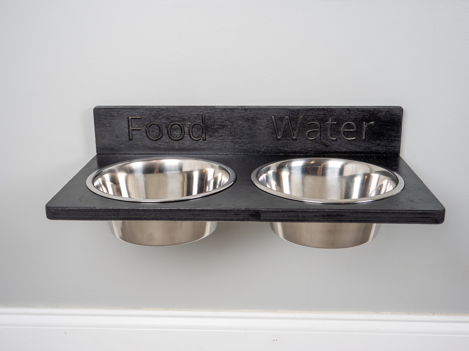 Wall Mounted Raised Dog Bowl Stand Elevated Floating Pet Etsy