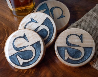 Personalized Coasters // Maple Wood Coasters // Personalized Wedding Gift // Personalized Housewarming Gift // Set of 4 // FREE SHIPPING