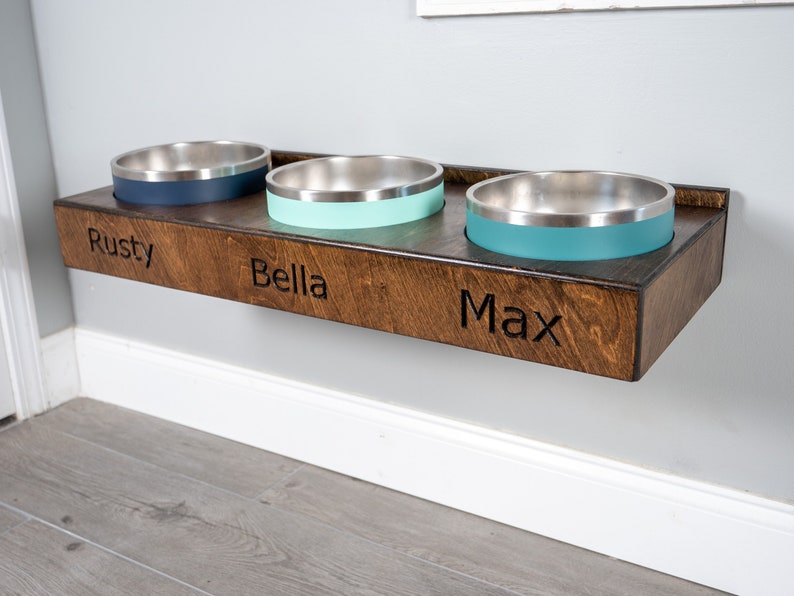 Yeti Wall Mounted Raised Dog Bowl Stand Elevated Floating Etsy