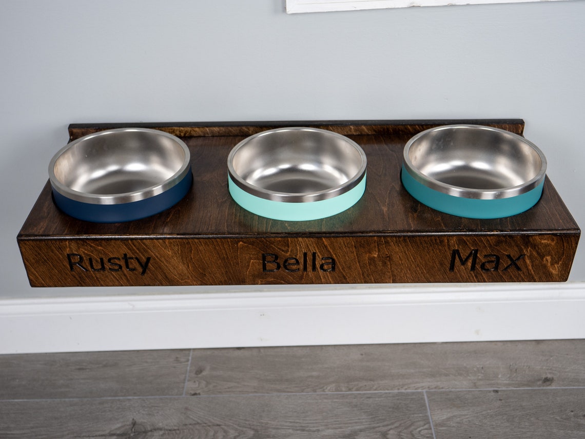 Yeti Wall Mounted Raised Dog Bowl Stand Elevated Floating Etsy