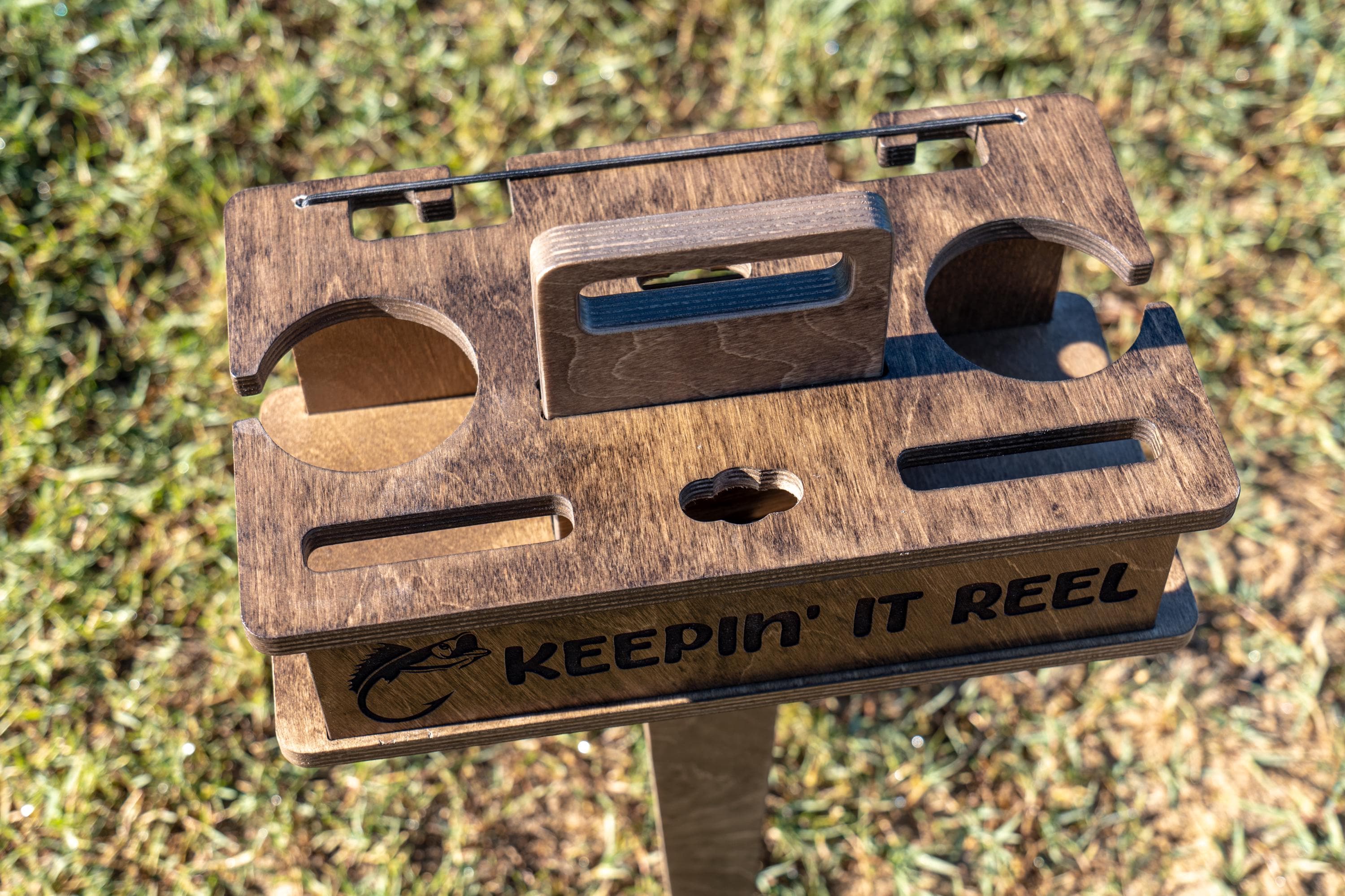 Personalized Portable Fishing Beer Table || Camping Gift || Angler Accessories || Outdoor Gift for Men || Happy Camper Gift || FREE SHIPPING