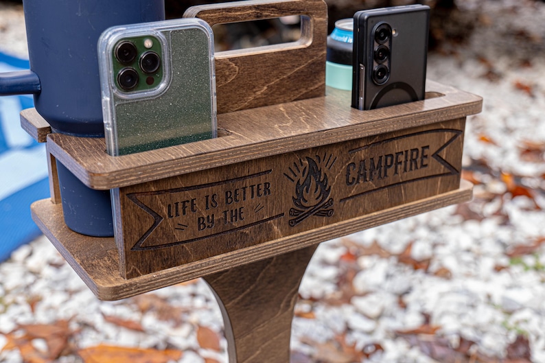 Portable Beer Table || Camping Gift || RV Accessories || Outdoor Gift for Men || Happy Camper Glamping || FREE ENGRAVING **Free Shipping**
