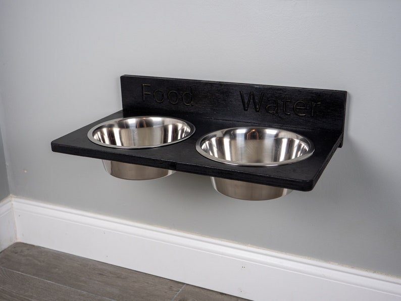 Wall Mounted Raised Dog Bowl Stand Elevated Floating Pet Etsy
