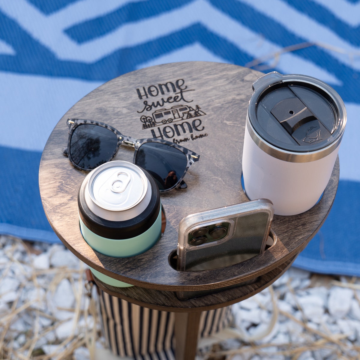 Portable Beer Table || Camping Gift || RV Accessories || Outdoor Gift for Men || Happy Camper Glamping || FREE ENGRAVING **free Shipping** - Etsy