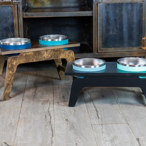 Yeti Mid Century Rounded Style Raised Dog Bowl Stand || Elevated Pet Bowl Feeder || Engraving Optional - Fits RTIC & Hydrapeak