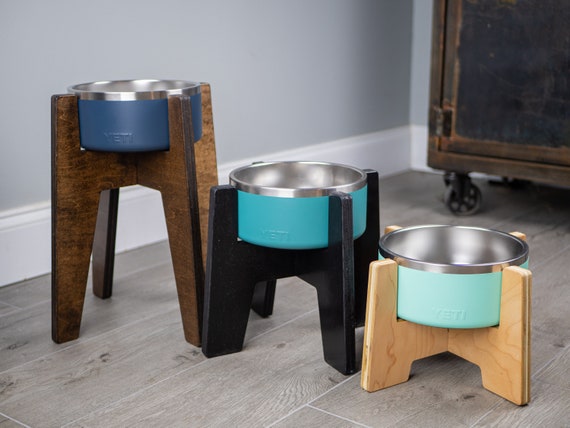 Acrylic elevated dog bowl stand - Modern clear cat food bowl - Inspire  Uplift