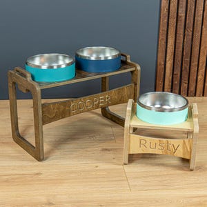 Yeti Raised Dog Bowl Stand with Handles || Elevated Pet Bowl Feeder || Engraving Optional - Fits RTIC