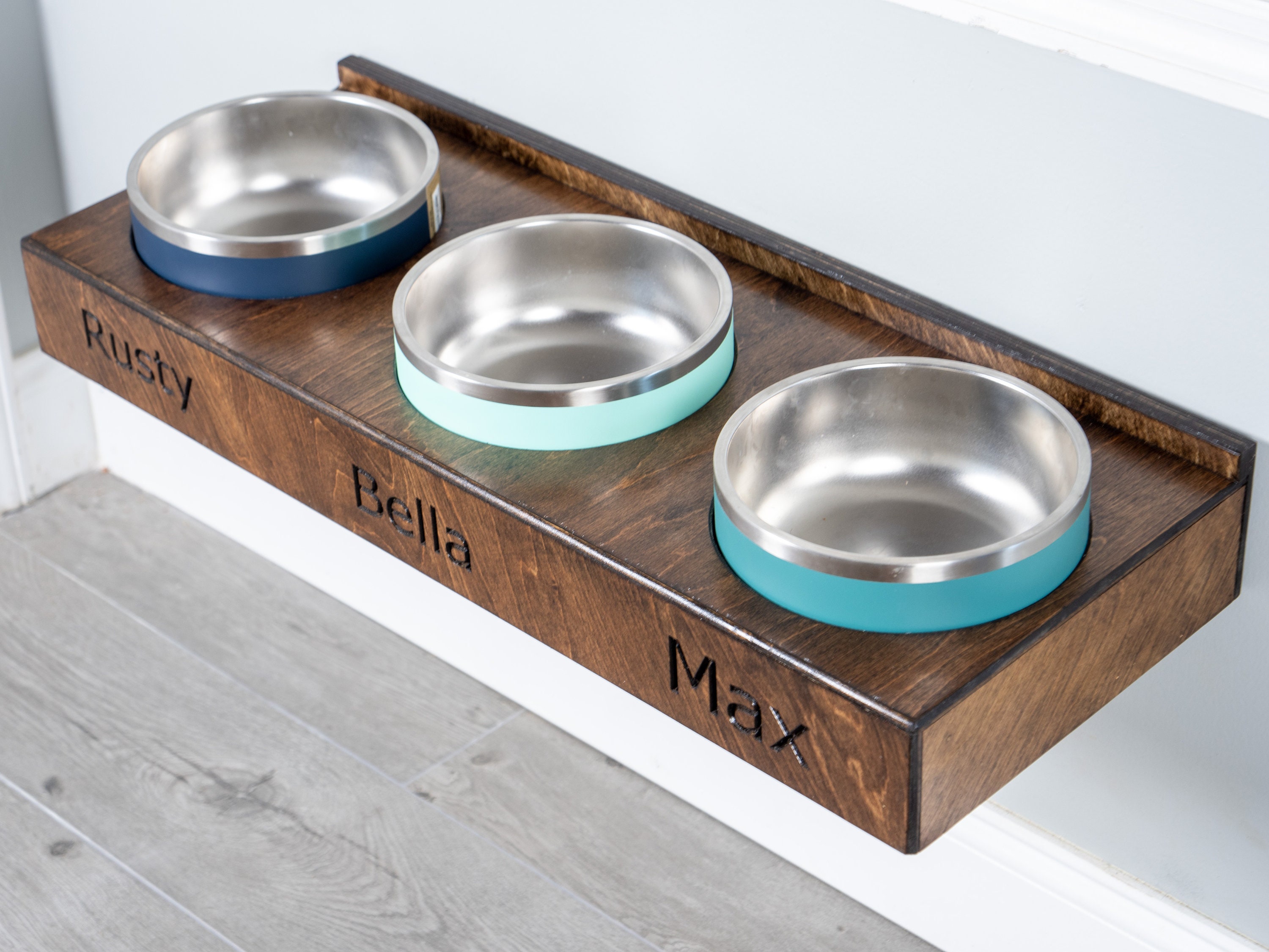 Yeti Wall Mounted Raised Dog Bowl Stand Elevated Floating Etsy