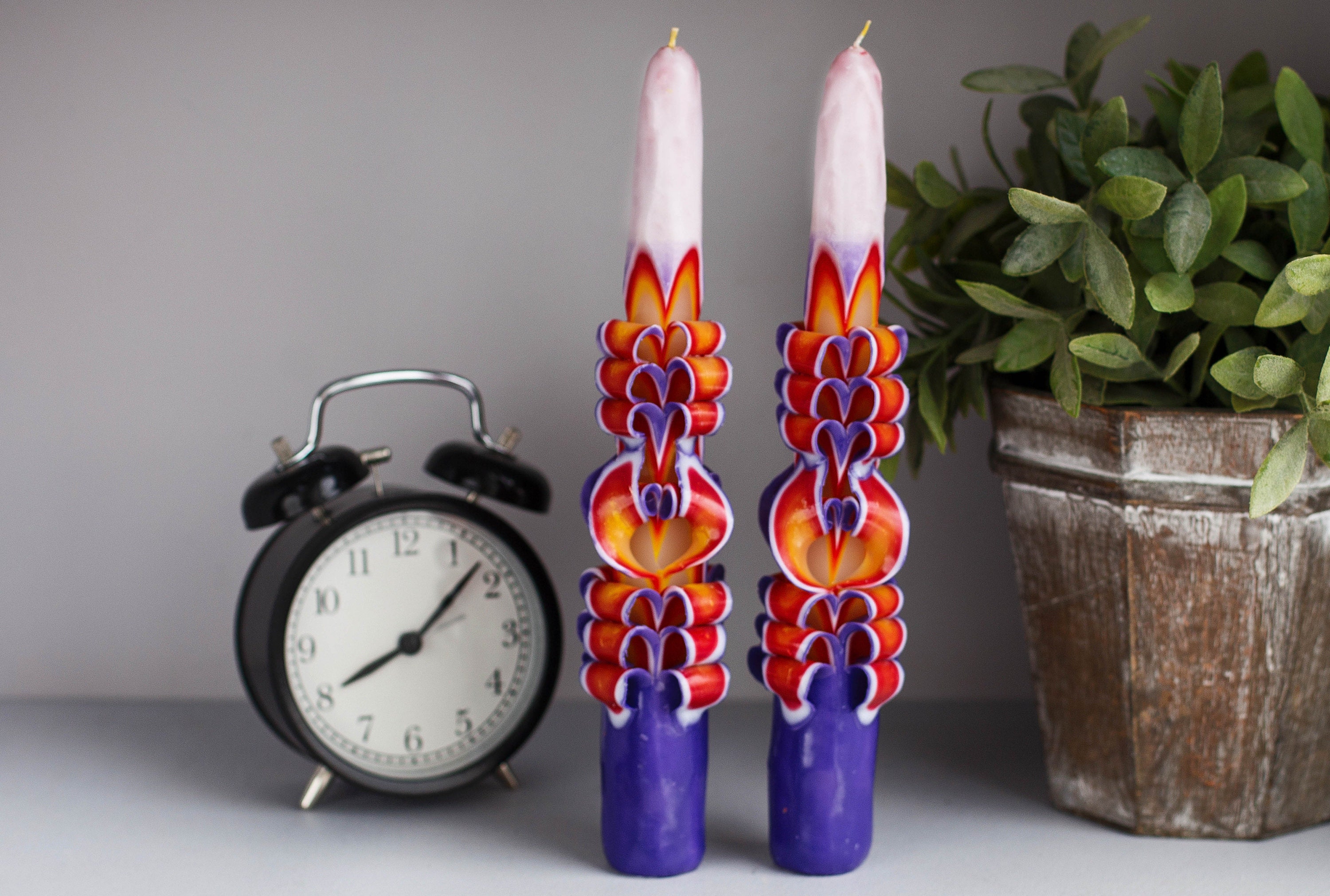 Carved taper candles for holiday decorations Unique handmade Etsy