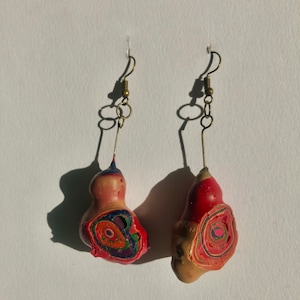 Gourd: Colorful recycled wax earrings