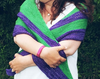 Folk Fusion shawl knitting pattern, handknit shawl pattern, PDF knitting pattern