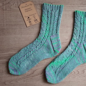 Twisted Wisteria sock knitting pattern, pdf knitting pattern