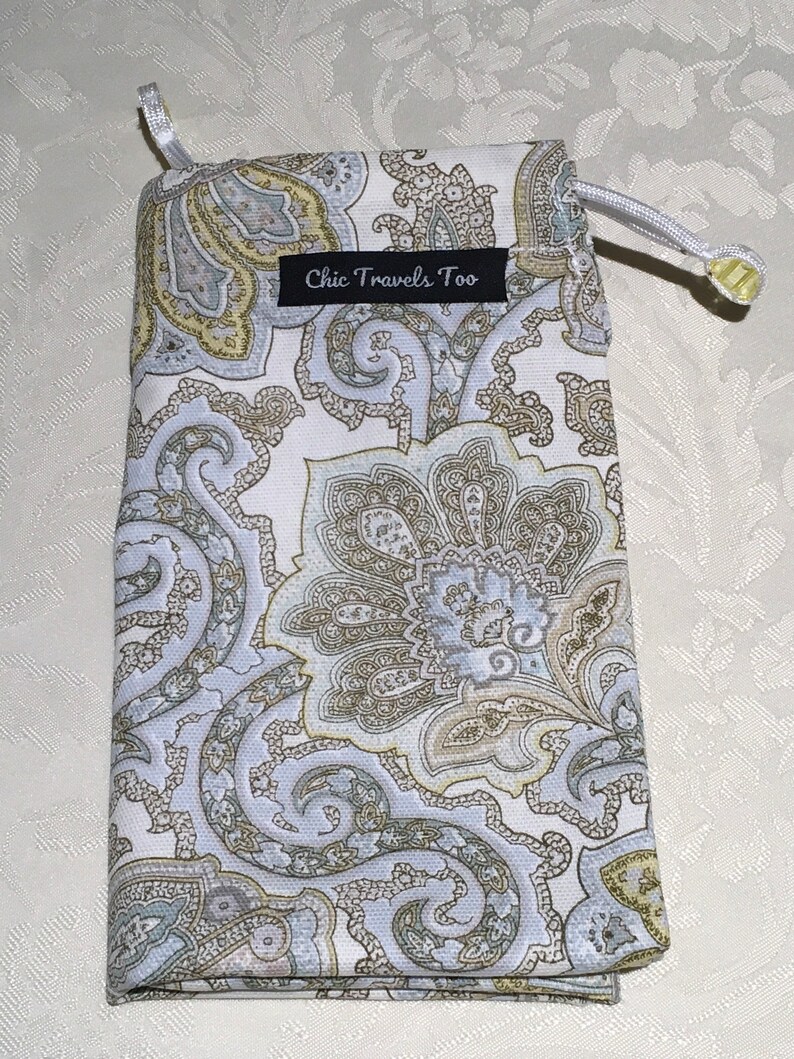 1x light blue and yellow Paisley pattern Shoe bag