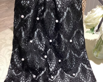 Lingerie Bag (1x) Black lace over gray cotton liner