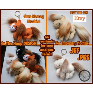 64 Variants ITH In The Hoop Plush Design Plushie Horse Pony Horsie Cute Adorable Embroidery Keyring
