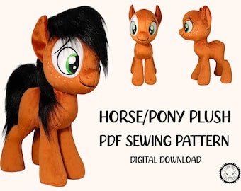 Patrón de costura para poni de caballo: Peluche DIY de 43 cm (Patrón PDF)