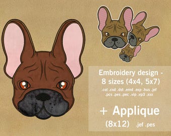 Dog Puppy French Bulldog Patch Applique jef pes vp3
