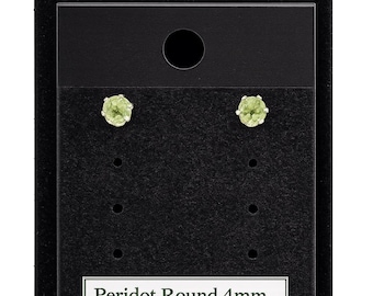 Sterling Silver 4mm Round Peridot Stud Earrings, Genuine Round Gemstone Studs, Handmade Silver Earrings, Minimalist Birthstone Jewelry
