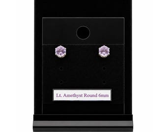 Sterling Silver 6mm Round Amethyst Stud Earrings, Genuine Round Gemstone Studs, Handmade Silver Earrings, Minimalist Birthstone Jewelry