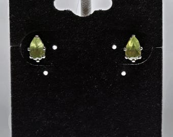 Teardrop Peridot Studs: Sterling Silver August Birthstone Earrings