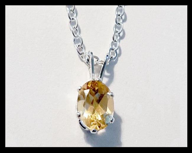 Oval Shaped 9x7 Yellow Topaz Pendant november Birthstone With ...