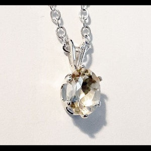 Oval Shaped 9x7 Yellow Topaz Pendant (November Birthstone) with Adjustable Sterling Silver Chain Necklace