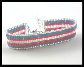 Transgender Pride Miyuki Delica Seed bead Bracelet with Silver Accents- Great Jewelry Gift!