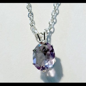 Oval Shaped 8x10 Amethyst Pendant (February Birthstone) with Adjustable Sterling Silver Chain Necklace
