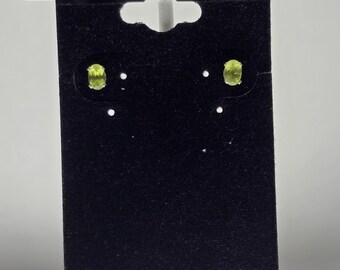 Oval Peridot Studs: Sterling Silver August Birthstone Earrings