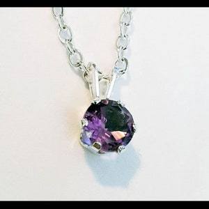 Round Shaped 6mm Amethyst Pendant (February Birthstone) with 20in Sterling Silver Chain Necklace