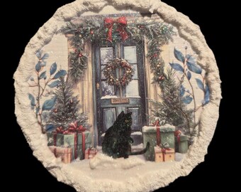 Cute 4inch Black Cat Christmas Ornament. Handmade, Lightweight, and Sparkles! Cat Lovers Gift!