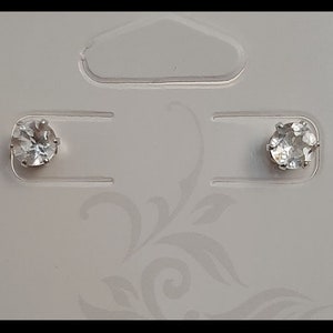 WhiteTopazRoundEar5m3A - White Topaz 5mm (April Alt Birthstone) Round Stud Earrings w/ Sterling Silver Posts & Sterling Silver Pushbacks