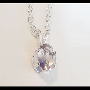 Oval Shaped 9x7 Amethyst Pendant (February Birthstone) with Adjustable Sterling Silver Chain Necklace