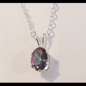 Oval Shaped 9x7 Mystic Topaz Pendant (November Alternative Birthstone) with Adjustable Sterling Silver Chain Necklace