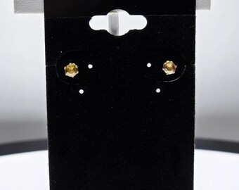 Citrine Stud Earrings: 4mm Sterling Silver, November Birthstone