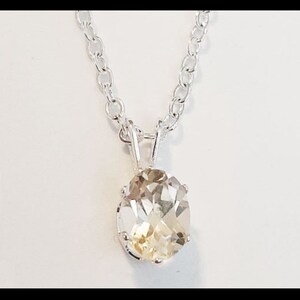 Oval Shaped 8x6 Yellow Topaz Pendant (November Birthstone) with Adjustable Sterling Silver Chain Necklace