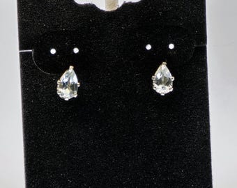 Teardrop Aquamarine Studs: Sterling Silver Gemstone Earrings