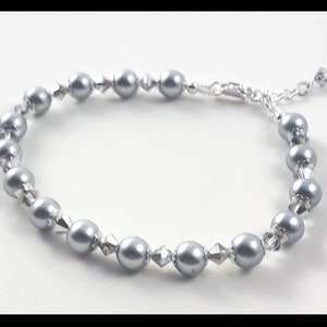 Champagne Silver Preciosa Pearl and Crystal Bracelet with Silver Accents- Great Jewelry Gift!