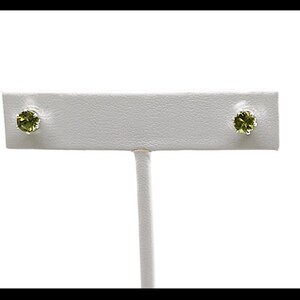 PeridotRoundEar4m1A, 4m2A, 4m3A, 4m4A, and 4m5A  - Peridot 4mm (August Birthstone) Round Stud Earrings w/ Sterling Silver Posts & Pushbacks