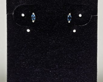 Marquise Blue Topaz Studs: Sterling Silver Earrings