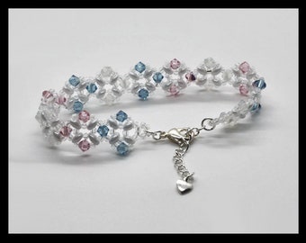 Transgender Pride Bracelet: Swarovski Crystal & Super Duo Beads
