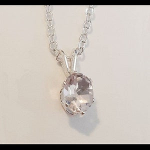 Oval Shaped 9x6 Very Light Pink Topaz Pendant (December Alternate Birthstone) with Adjustable Sterling Silver Chain Necklace
