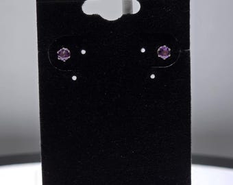 4mm Amethyst Stud Earrings: Sterling Silver, February Birthstone