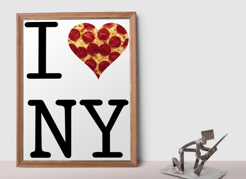 I Love New York Art Print for Food and Pizza Lovers This Etsy